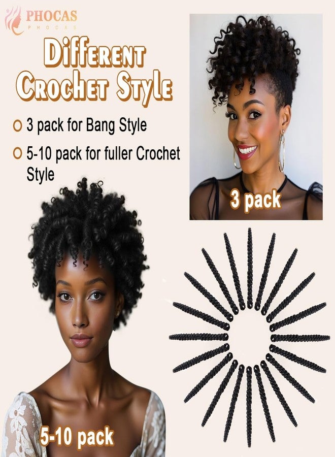 PHOCAS 20'' 3Packs Short Crochet Hair Curly Wand Curl Crochet Hair Extensions for Black Women - 6MM #1B Natural Black - Image 5